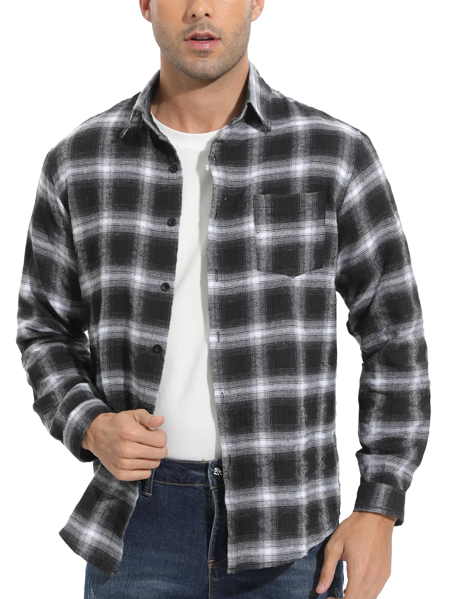 Chemisier Carreaux Coton Homme Chemise Bûcheron Western Veste à Carreaux en Flanelle T Shirt Manches Longues Casual Décontractée Classique Retro Ecossaise Gilet Blouse S-XXXL