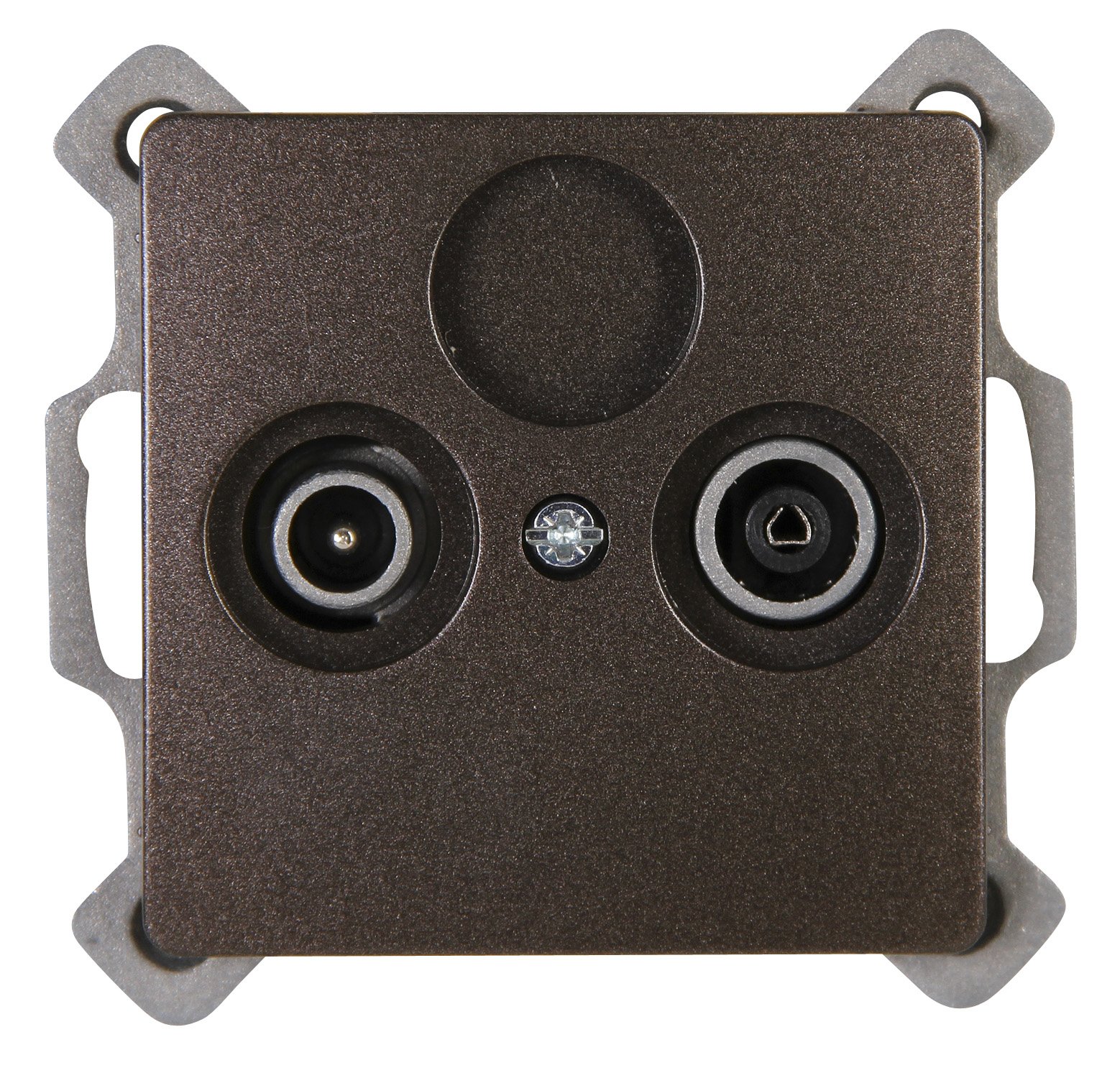 Kopp Paris Antennensteckdose, TV/RF, Einzel- und Durchgangsdose für Kabelfernsehen, Einzel- und Gemeinschaftsanlagen, IP20, palisander-braun, 921326087