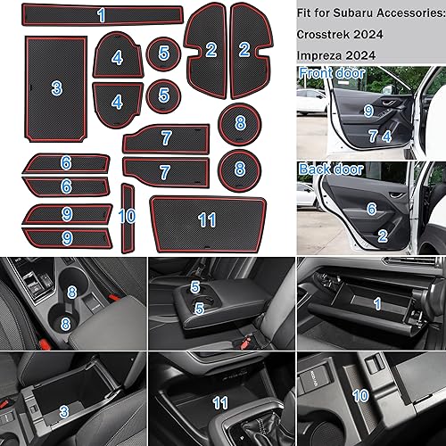 Miniatura 6 de SENSHINE Inserto de portavasos para Subaru Crosstrek Accesorios 2024 Impreza 2024 Accesorios 2024 Forro de consola central, bolsillo de puerta,