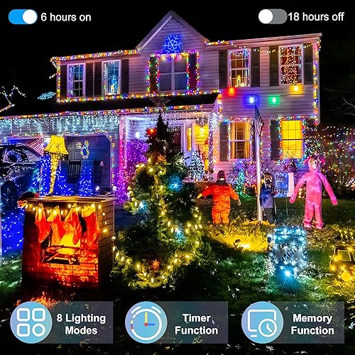 Miniatura 3 de Guirnalda de luces de Navidad de 300 LED de 100 pies, 8 modos de luces conectables, tira de luces para interiores y exteriores con temporizador y