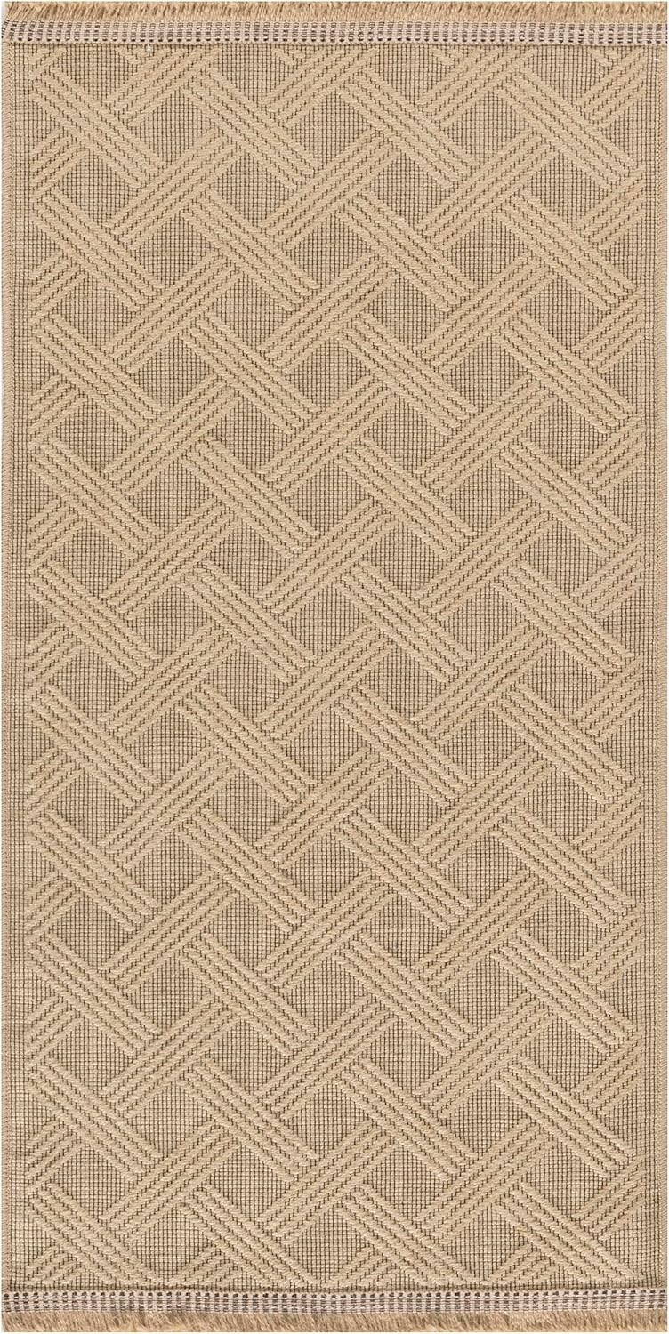 Nourison Washable Organic Geometric Natural 2' x 4' Area -Rug, Easy -Cleaning, Non Shedding, Bed Room, Living Room, Dining Room, Kitchen (2x4)" }