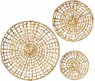 Sponsored Ad - Artera Wicker Wall Basket Décor - Set of 3 Oversized D20" to D10", Natural Hanging Woven Baskets, Round Org...