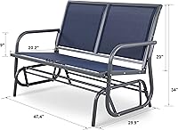 Vista 2 de NUU GARDEN Banco planeador para 2 personas para exteriores, silla de columpio para patio con marco de acero recubierto de polvo y tela de asiento