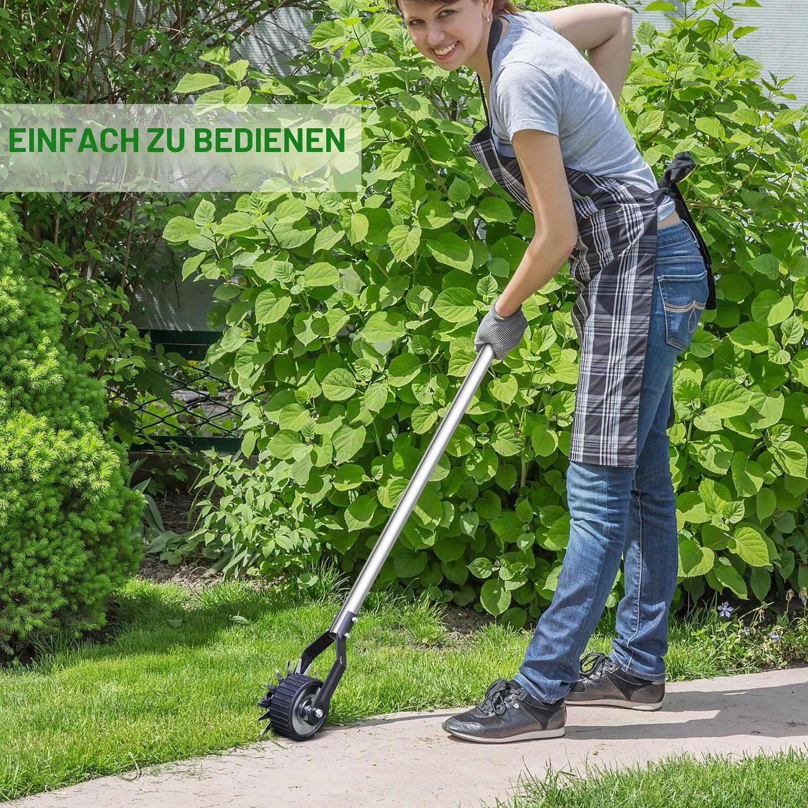 Kantenschneider Rad-Rotationskantenschneider, manueller Rasenkantenschneider für Gehwege, Edelstahlgriff, verstellbare Höhe -66.7Inch