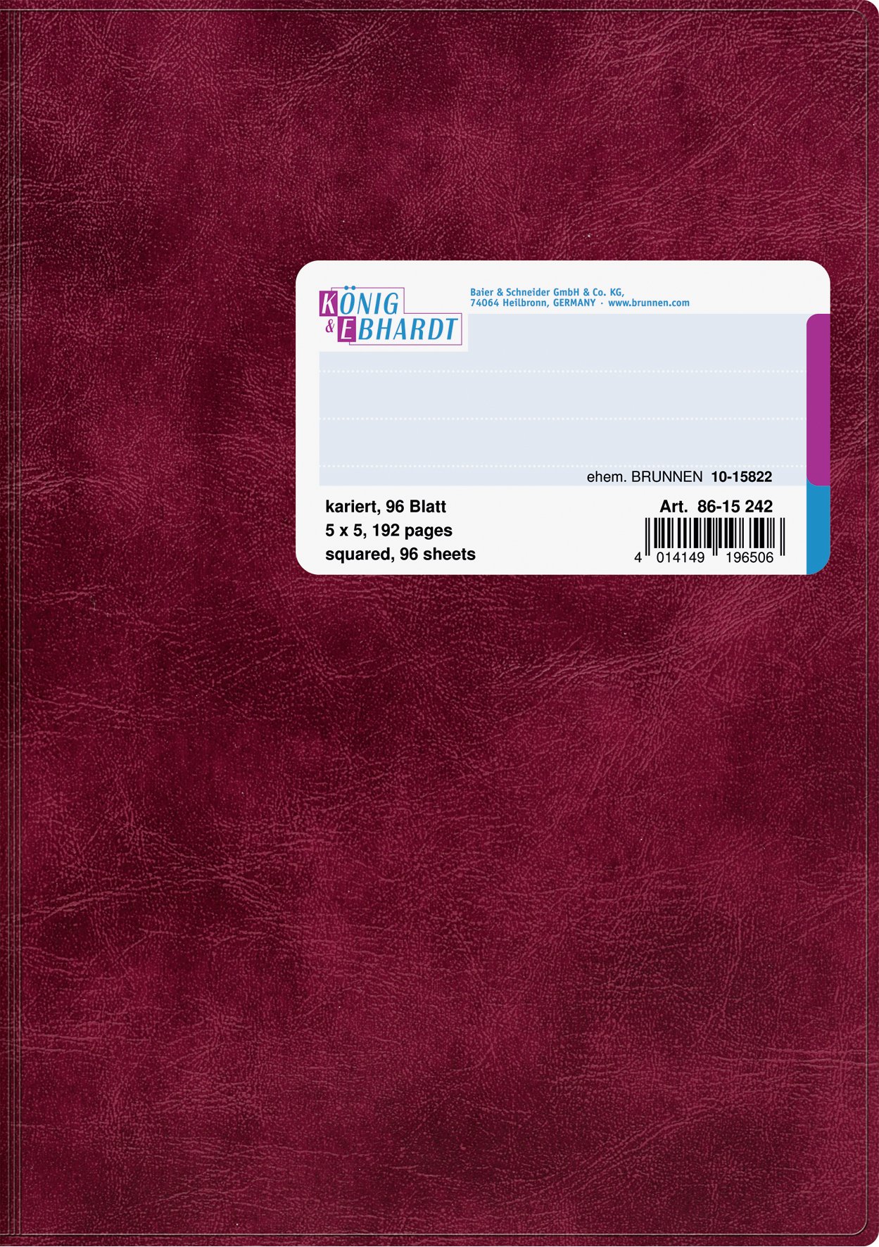 Baier & Schneider Business Book Plastic Cover – Red Check, A5, 148 x 210 mm, 96 W
