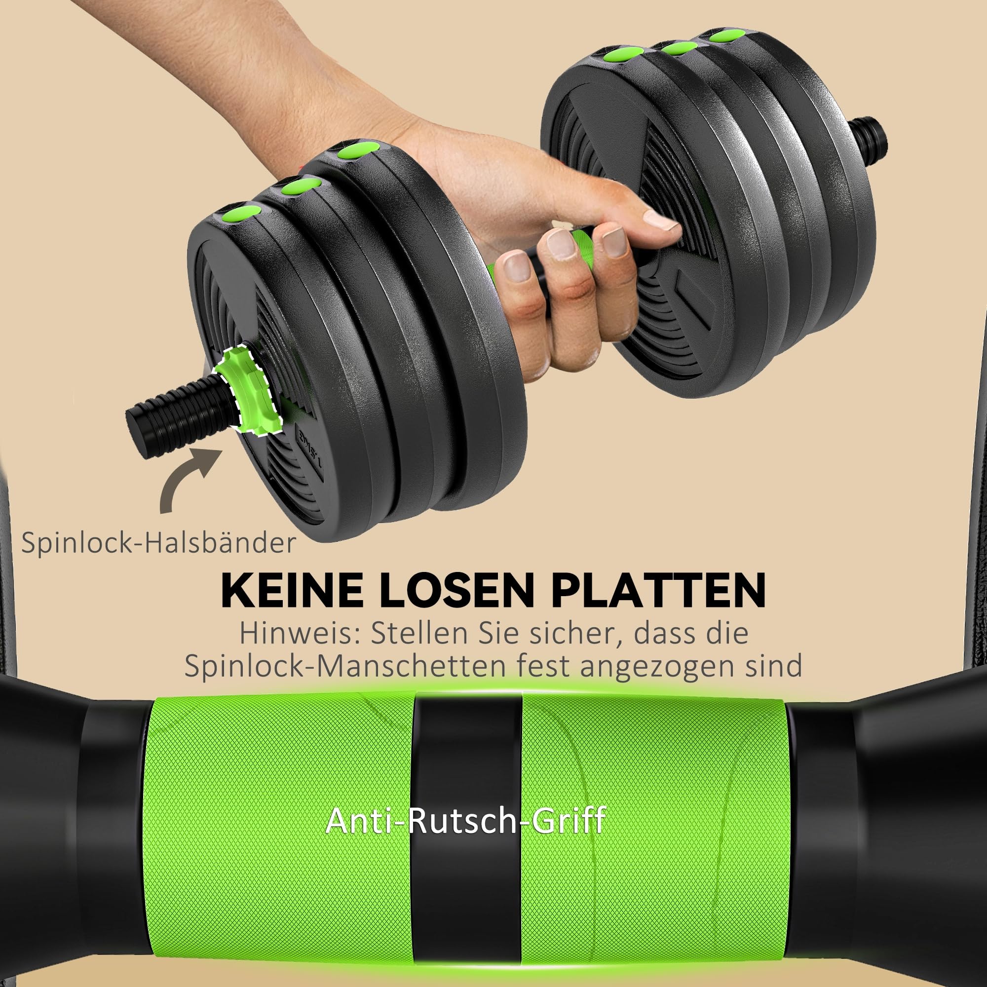 SPORTNOW Zestaw krótkich hantli 3 w 1, 20/25/30 kg, zestaw krótkich hantli z rurą łączącą, zestaw krótkich hantli do treningu siłowego w domu, na siłownię