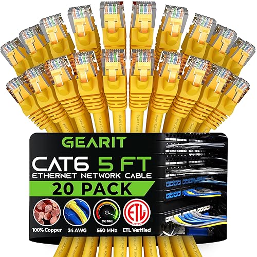 Miniatura 53 de GearIT - Cable Ethernet Categoría 6, sin enganches, cable de red LAN para computadora, Azul Azul,Verde,Naranja,Morado,Rojo -,Amarillo