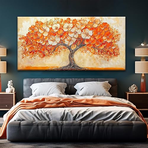 Miniatura 4 de Suconvng Lienzo decorativo para pared, árbol de naranja, arte de pared grande para sala de estar, imagen de paisaje moderno, obra de arte abstracta,