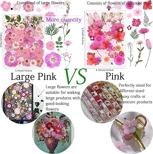 Vista 53 de 40 flores secas prensadas negras para manualidades, kit de flores secas Xinxinran para moldes de resina, accesorios de resina epoxi, marcador, uñas