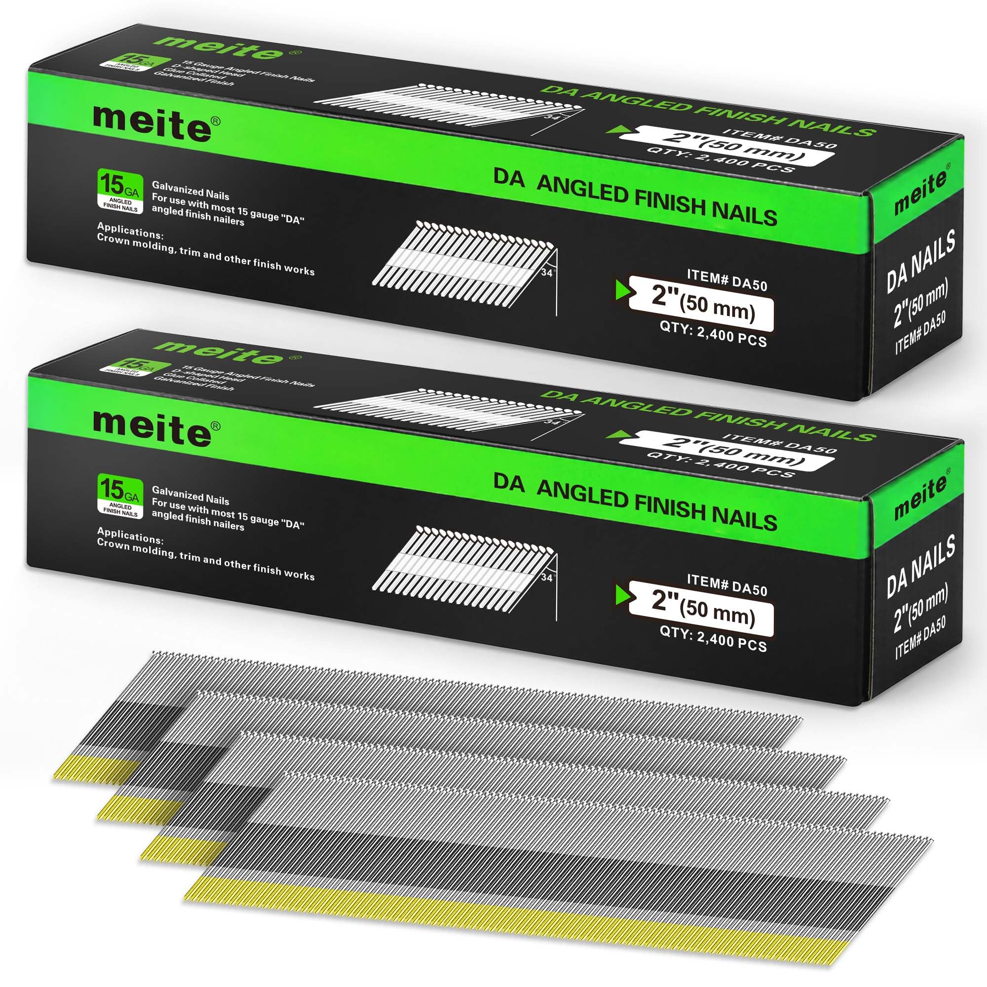 Meite 15 Gauge Angled Finish Nails - 2.5" (34 Degree) -10 Meite 15 Gauge Angled Finish Nails - 2.5" (34 Degree) -10