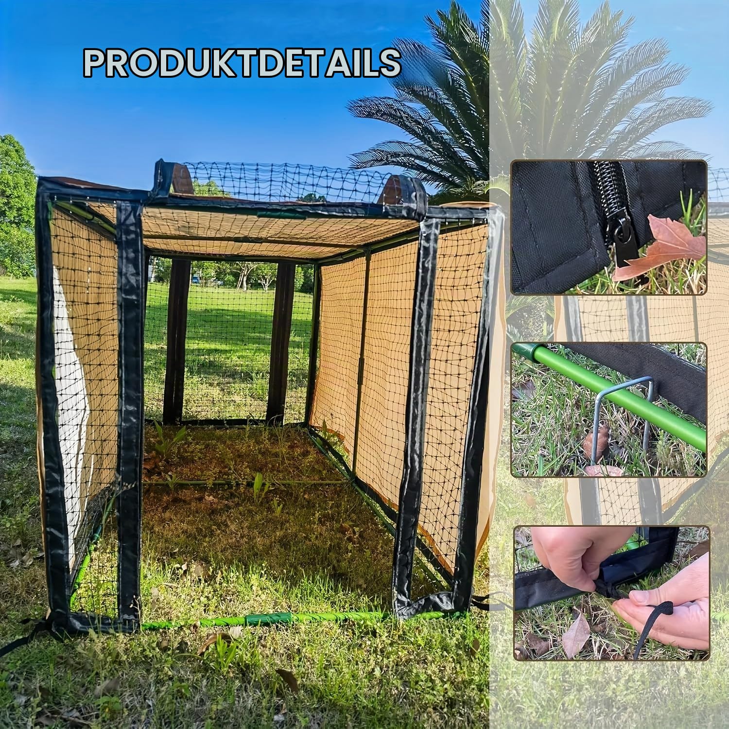 Beweglicher Hühnerhofzaun mit Wasserdicht Abdeckung, 4.13x2.17x2.17 ft Pe kleintiergehege für Hühner ,Für Hühner, Enten, Kaninchen Und Kleine Tiere, Innen- und Außenbereiche