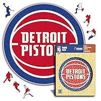 Iconic Puzzles-Detroit Pistons, Logo Puzzle in Legno 100% sostenibile con Licenza Ufficiale NBA