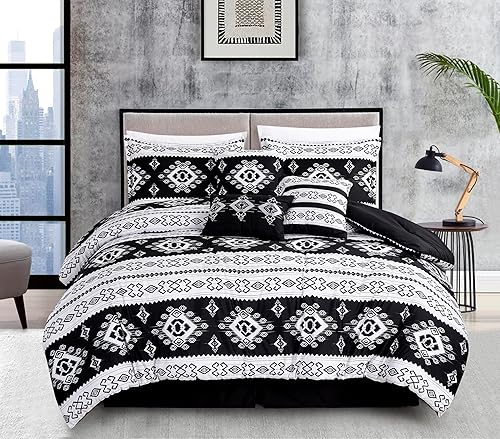 Miniatura 2 de Chezmoi Collection Vista - Juego de edredón de 7 piezas de cabaña del suroeste - Ropa de cama de microfibra con estampado de alces de piña color