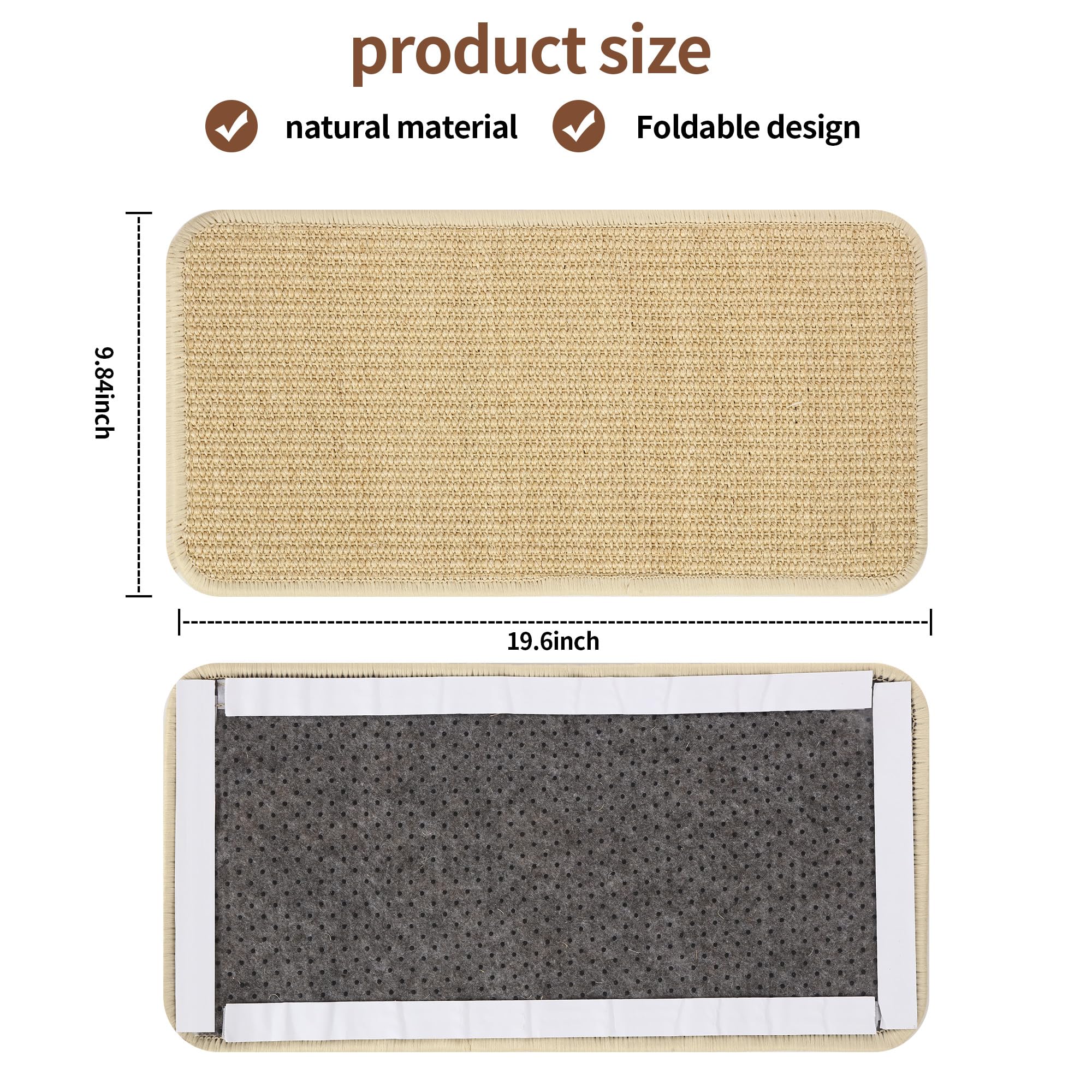 Tappetino Tiragraffi per Gatti, 2 pezzi di Tiragraffi Divano 50x25 cm. Tappeto Tiragraffi per Gatti in sisal, resistente all'usura e durevole. Tappeto Tiragraffi per proteggere divani, porte, mobili