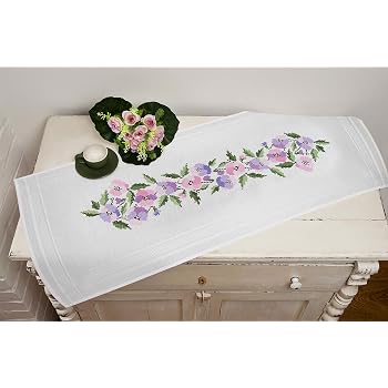 Kit Ricamo Per Principianti Kit Ricamo Centrotavola Fiori E Farfalle - Biancheria 40x100 Cm, Set Completo Fai Da Te Vervacoo Ricamo Fiori Farfalle