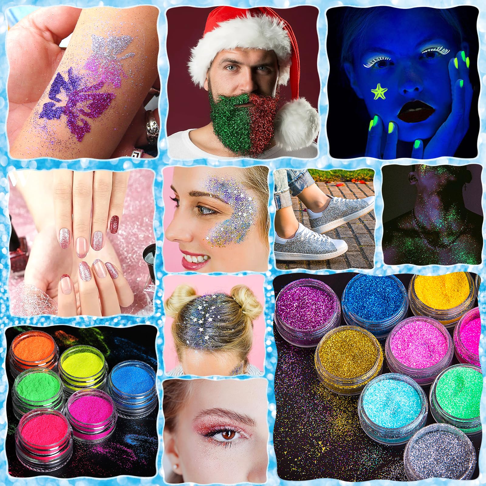 Kit Tatuaggi Glitter Per Bambini - 42 Colori Con Glitter Fluorescenti, Stencil E Strass - Gioco Creativo E Sicuro - Foto 6