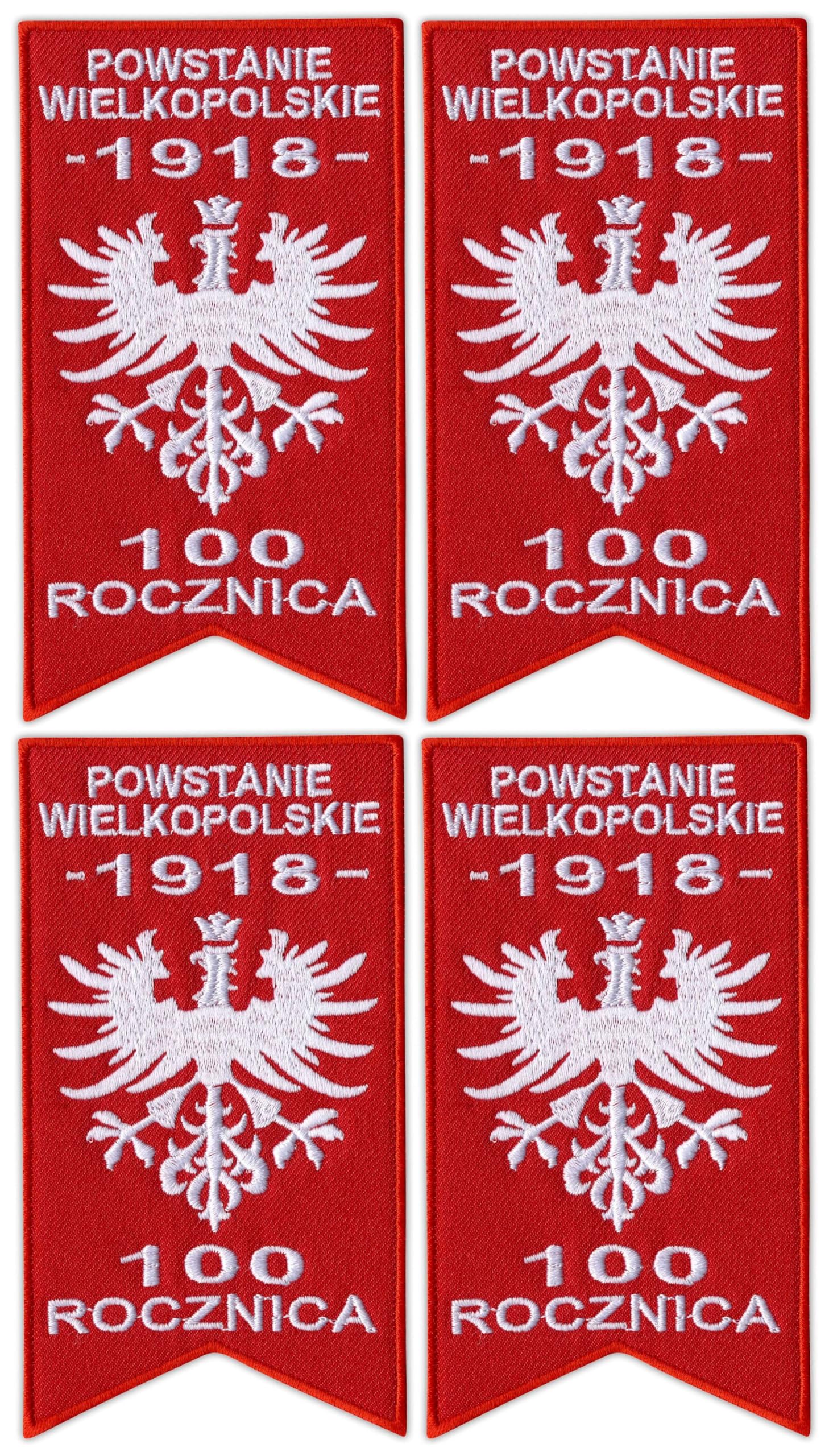Écussons commémoratifs soulèvement Grande-Pologne 1918-2018, pack de 4 patchs amovibles Velcro