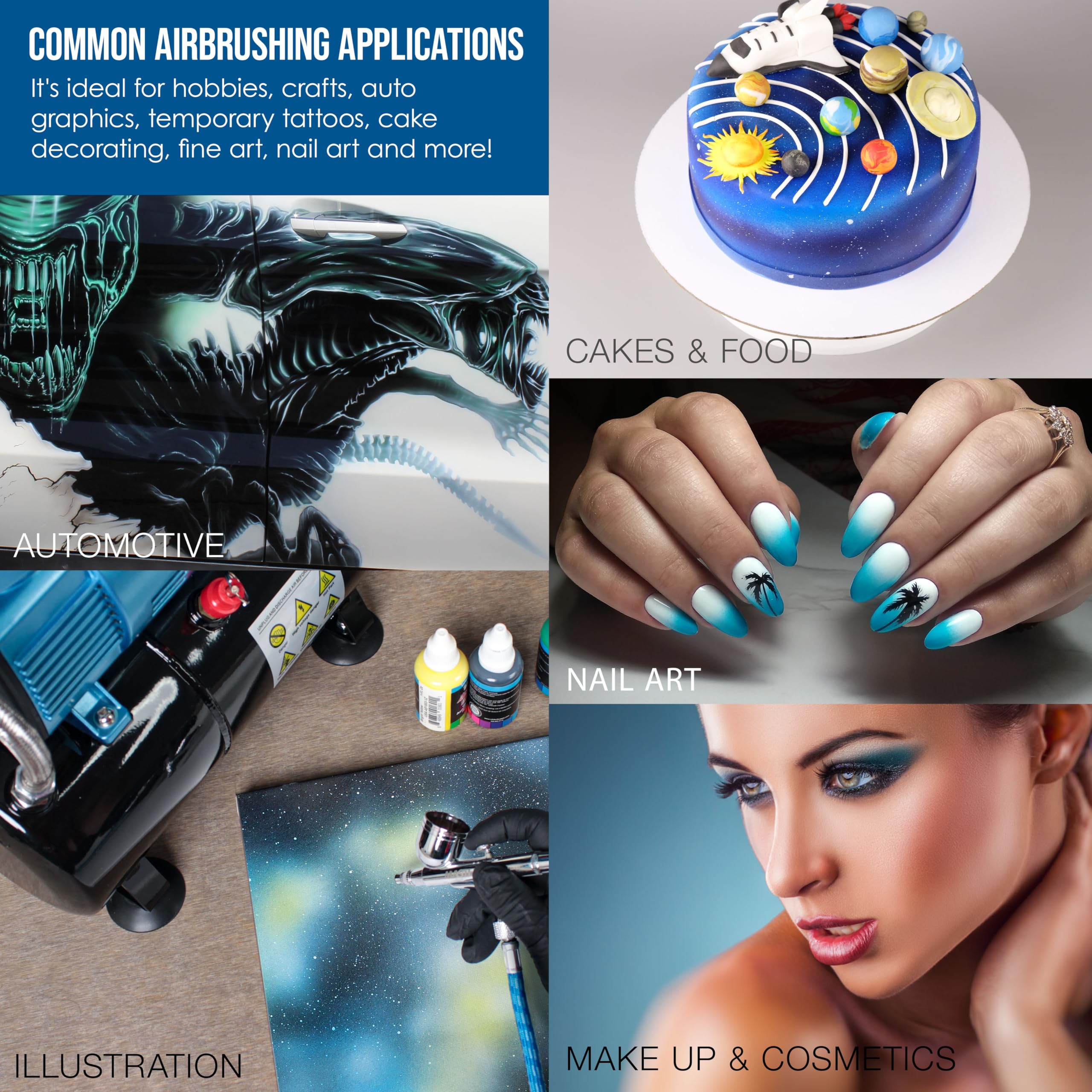Master Airbrush Master Performance G22 zestaw systemu aerografu z kompresorem Master TC-20T ze zbiornikiem powietrza, wężem powietrza i aerografem G22 Dual-Action Gravity Feed