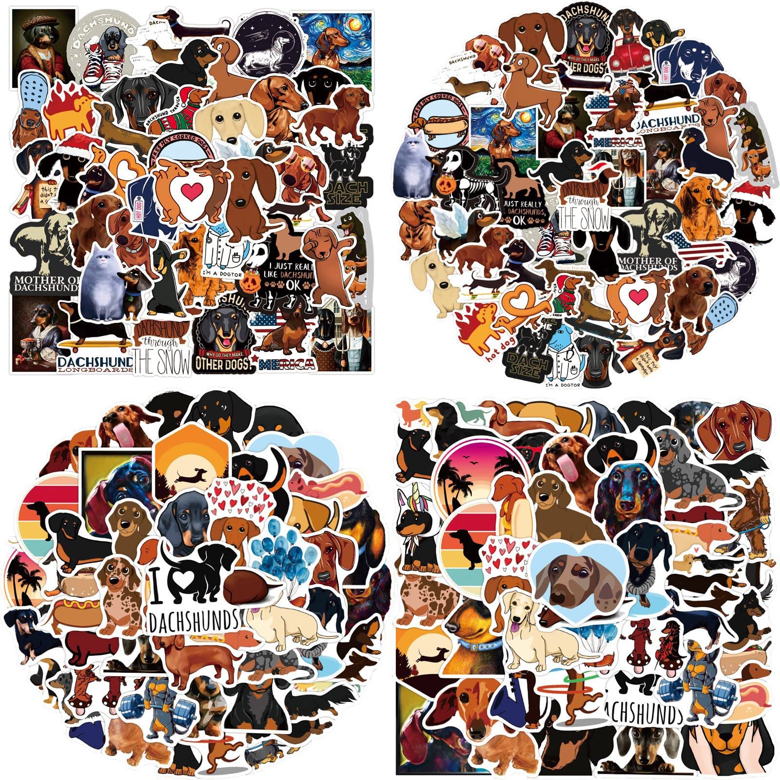 100 Pcs Dachshunds Stickers for Kids Teens Adults Boys Girls Gift,Stickers Pack for Laptop,Skateboard,Luggage,Car,Bike, Cup,Computer,Water Bottle Decor,Dog Vinyl Waterproof Sticker Decal