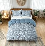 OAITE Blue Flower Twin Size Duvet Cover-3 Pieces Prewashed Cotton-Like Polyester Extra Soft Bedding Set, Includes 1 Duvet Cover 68''x90''with Zipper Closure & 2 Pillow Shams, Comforter Not Included