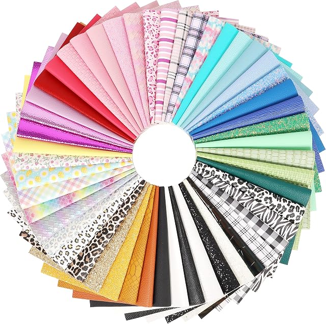 ZAIONE 20pcs/Set Random Colours Mix 21cm x 30cm /8" x 12" Faux Leather Fabric Sheets PU Leatherette Bundle Assorted for Bows & Earrings DIY Crafts