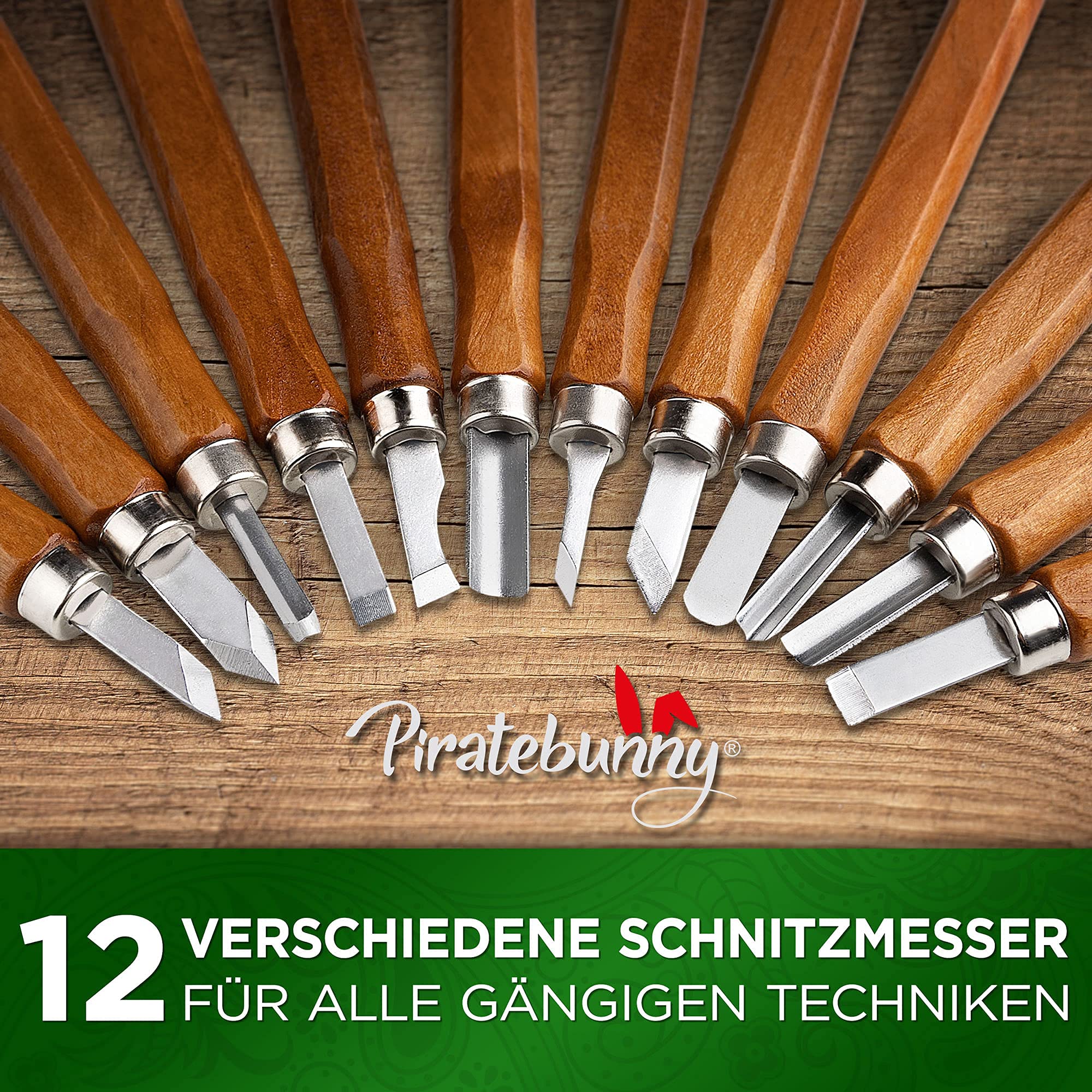Wiltec Schnitzeisen Set 12-teilig – Für Holzarbeiten Mit Flach- Und Hohleisen Aus Stahl & Holzgriff