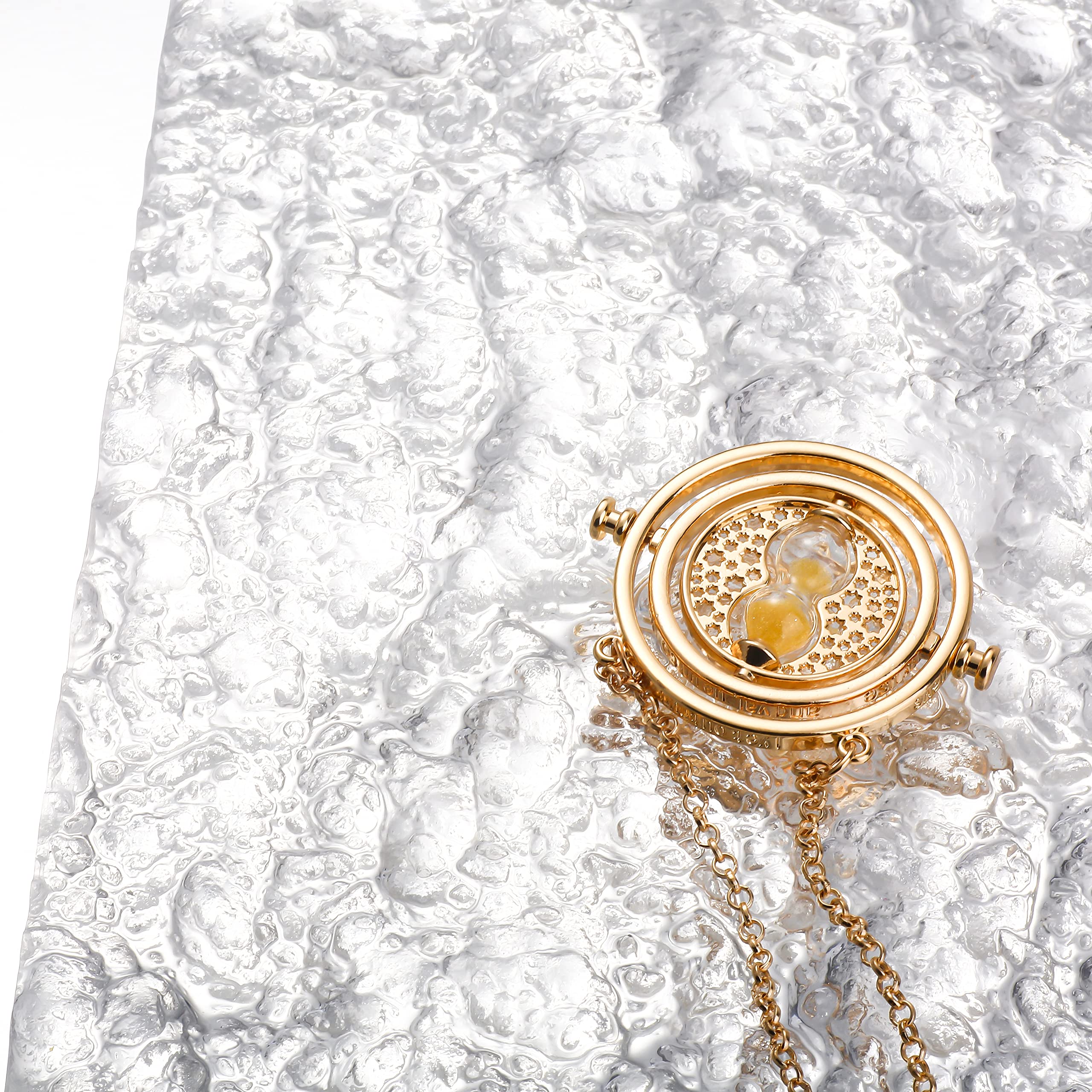 UTTER Collier Sablier Retourneur de Temps Hermione Pendentif Sablier Rotatif 360 Degrés pour Enfant Femme Homme (B)