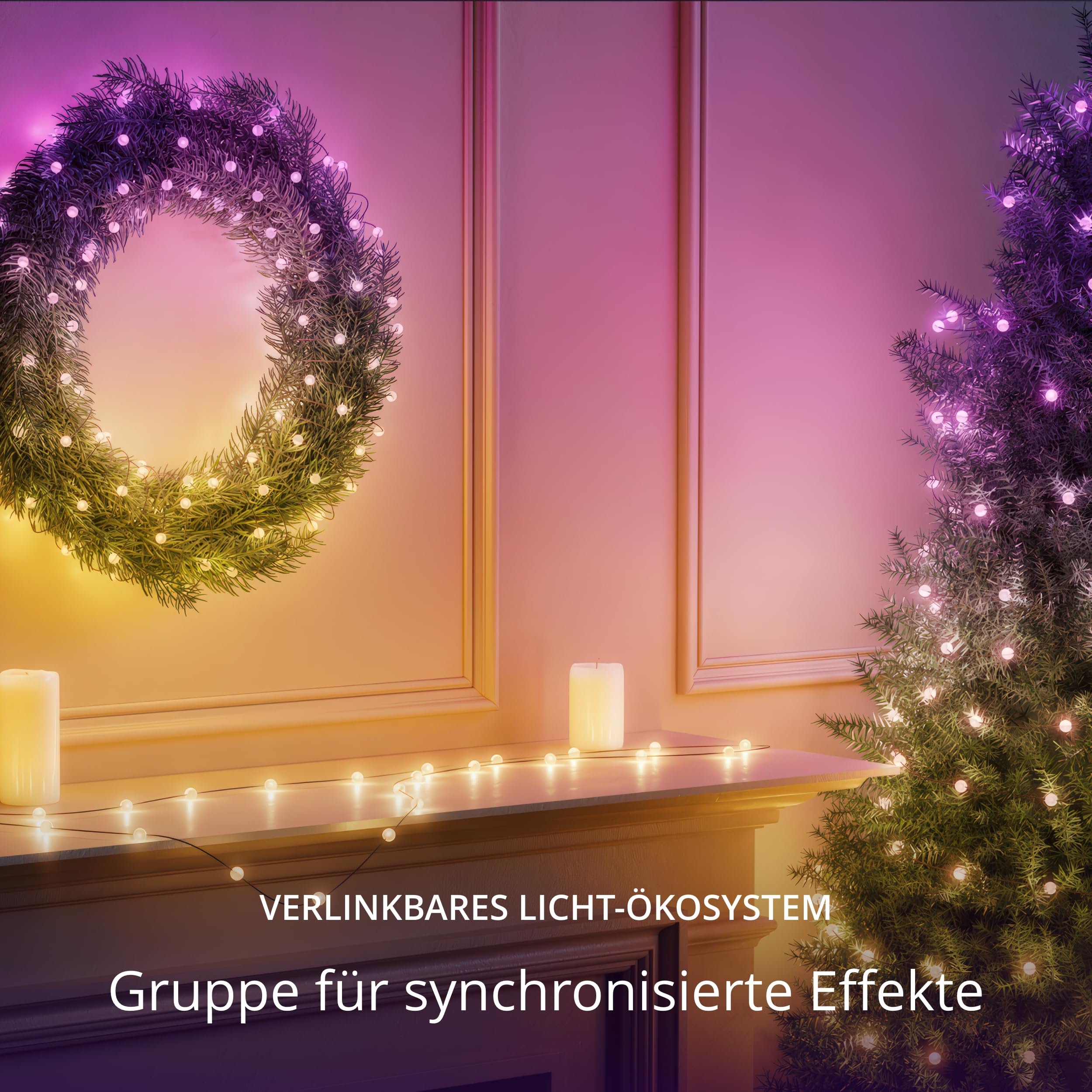 Twinkly Strings USB-C Pearls 200 LED, LED-Lichterkette in Perlenform, RGB LED-Lichter Mehrfarbig, Lichter zum Valentinstag, Kompatibel mit Alexa und Google Home, USB-C, Grünes Kabel, 12m