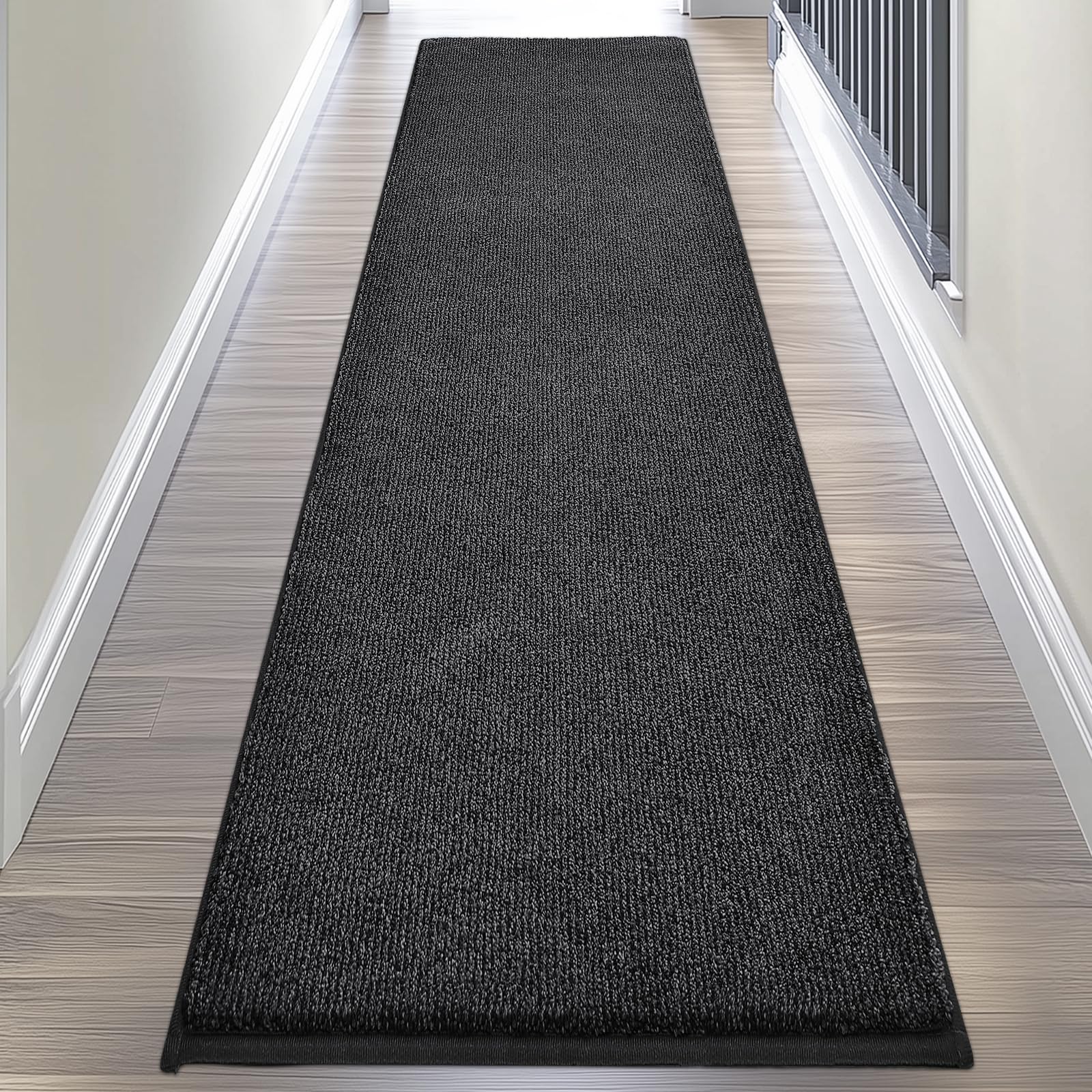 DOMUSTEX Waschbar Teppich Läufer 60 x 210 cm, Eingangsteppich, Schmutzfangmatte Innen, rutschfeste Fussmatte für Küche, Schlafzimmer, Flur