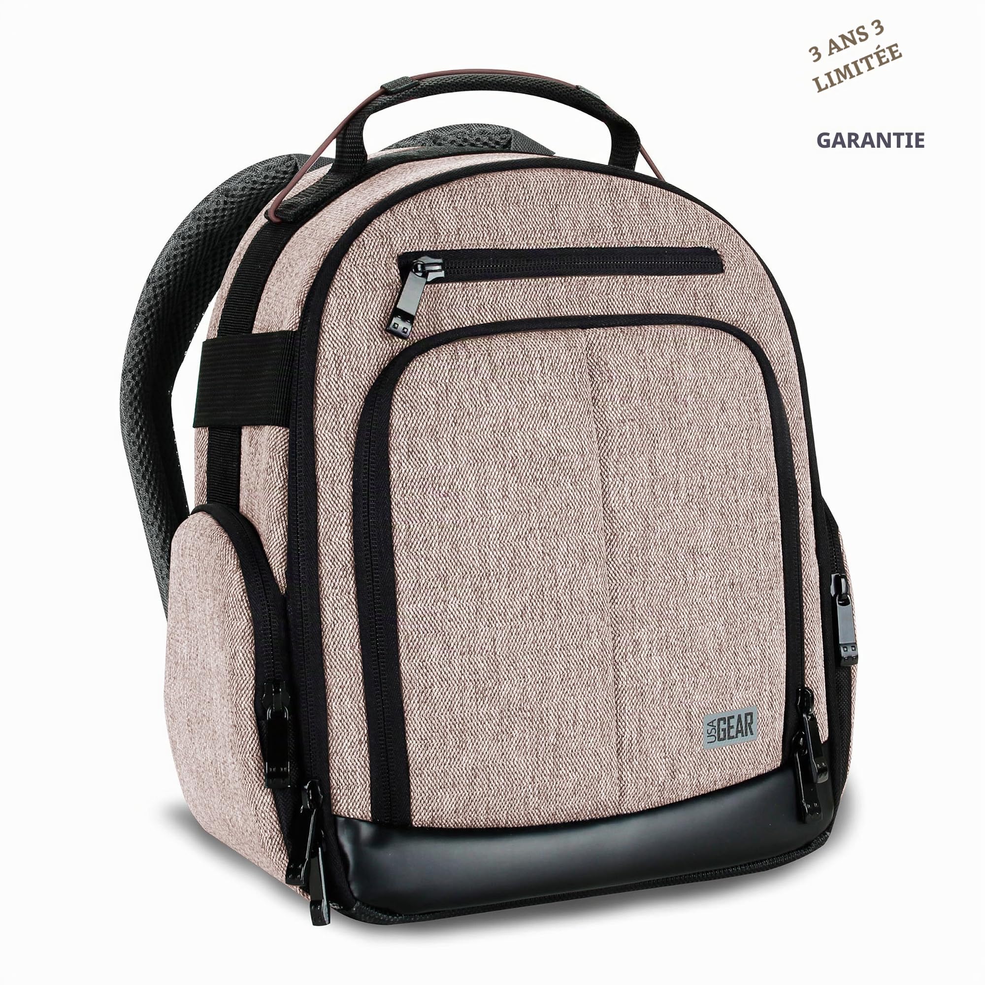 USA Gear Sac Appareil Photo Reflex avec Intérieur Ajustable pour Randonnées en Montagne, Sac à Dos Moto avec Base Etanche et Support Dos Rembourré - Compatible avec Canon, Nikon et Plus