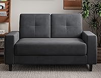 Txtin 53" Dark Grey Loveseat Sofa - Comfy 2 Seater Mini Couch for Small Spaces, Bedroom, Apartment, Office