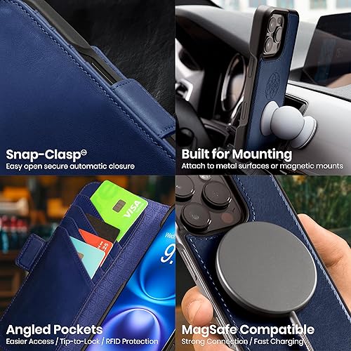 Miniatura 5 de Dreem Fibonacci - Funda tipo cartera para iPhone 15 Pro Max  Funda 2 en 1 a prueba de golpes y funda desmontable de piel vegana, compatible con