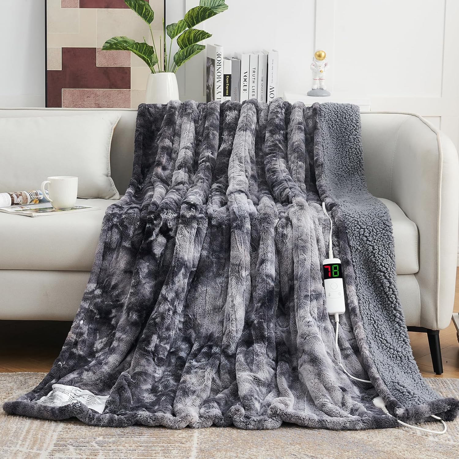 OCTROT Heated Electric Blanket Twin (62''*84" Dark Grey