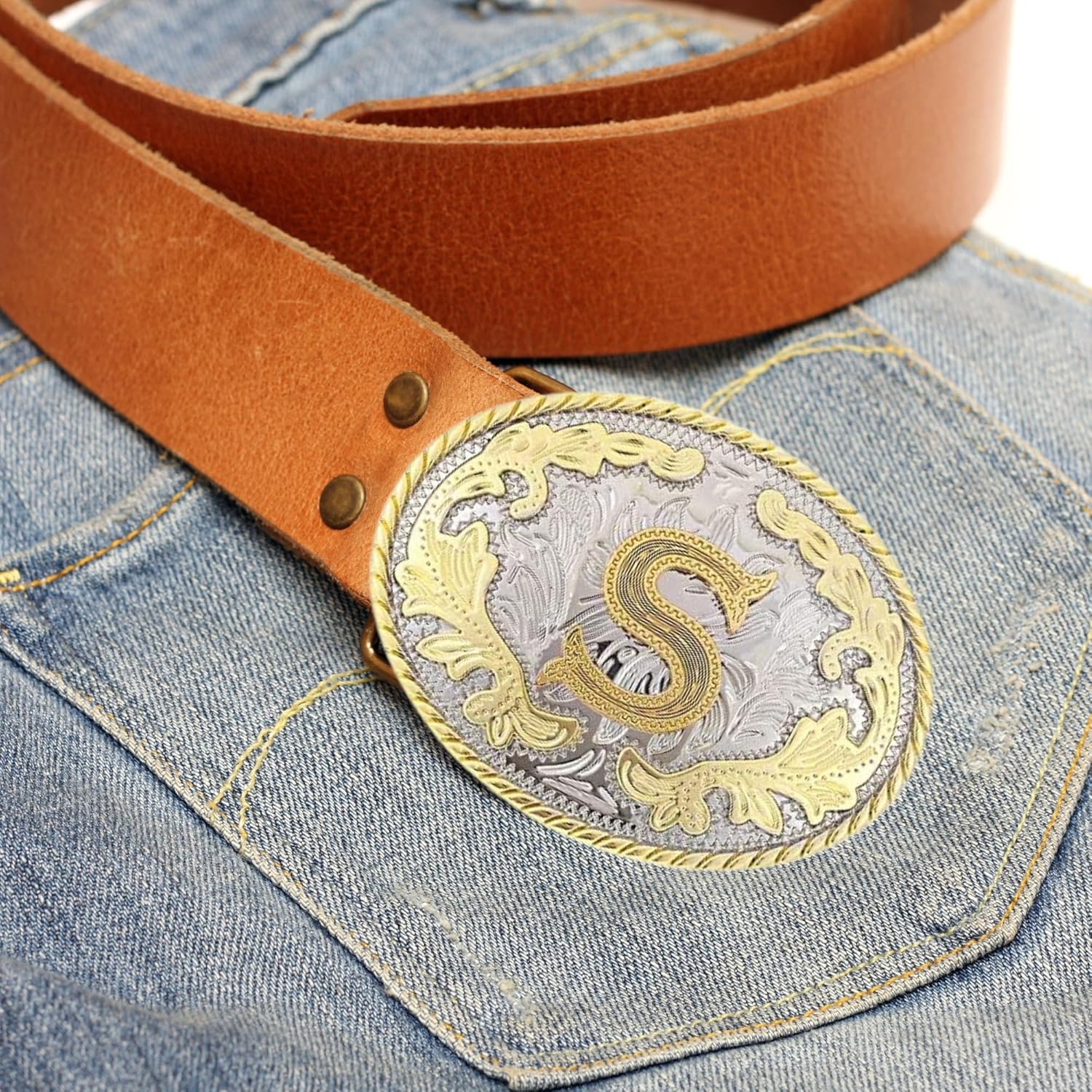 WMG Western Belt Buckle Initial Letters ABCDMRJ to Z Cowboy Belt Buckle, Rodeo Buckles for Men & Women - Image 7