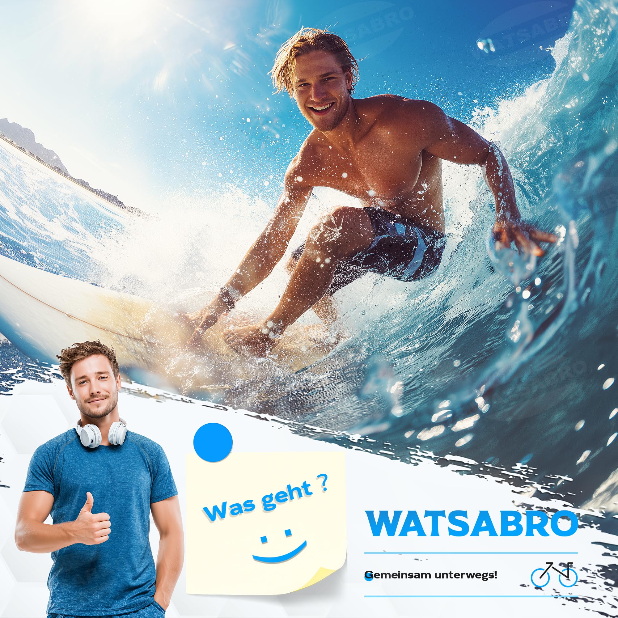 WATSABRO Balance Board, Surf Balance Board mit Verstellbaren Stoppern | Rutschfest Gleichgewichtstrainer für Einsteiger & Profis, Echtholz Balanceboard für Kinder Erwachsene inklusive Rolle & Ball