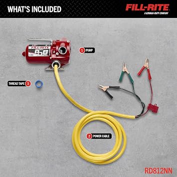 Fill-Rite RD812NN 12V DC Fuel Transfer Pump 8 GPM, Cast-Iron Construction, 3/4 NPT, Pump Only Configuration for Gasoline, Diesel, Kerosene & Mineral Spirits