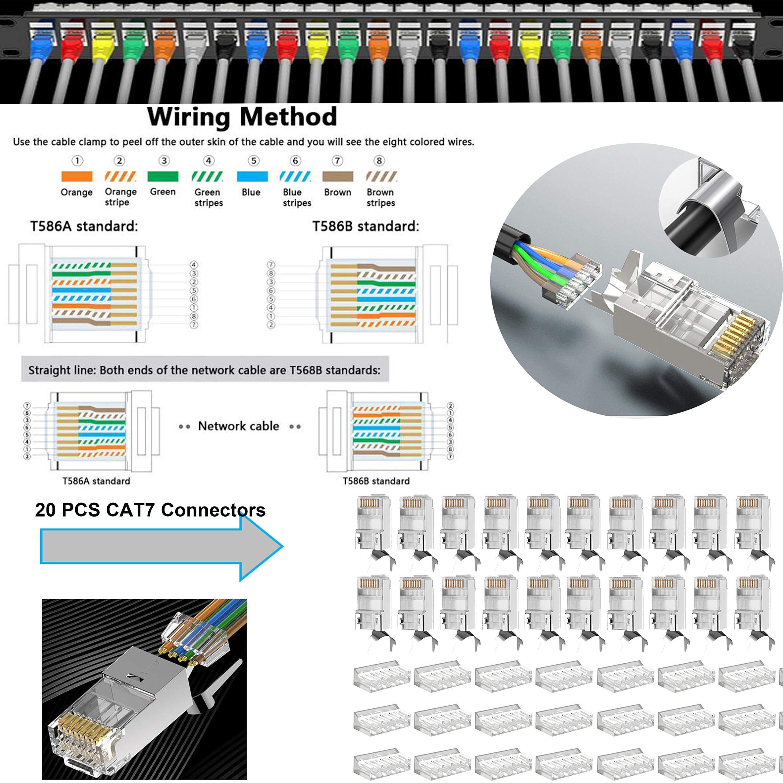 TAIWAIN - Crimpadora Ethernet Cat6 RJ45 CAT5, juego de herramientas de crimpado de red, kit de alicates de comprobador de red, juego de cortadores modulares de mantenimiento, conectores de cable