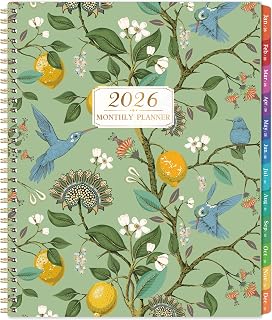 2026 Monthly Planner - 2026 Planner, JAN 2026 - DEC 2026, 2026 Monthly Planners 9" x 11" with Colorful Tabs, 12-Month Planner/Calendar with Contacts & Passwords &Thick Paper - Bird