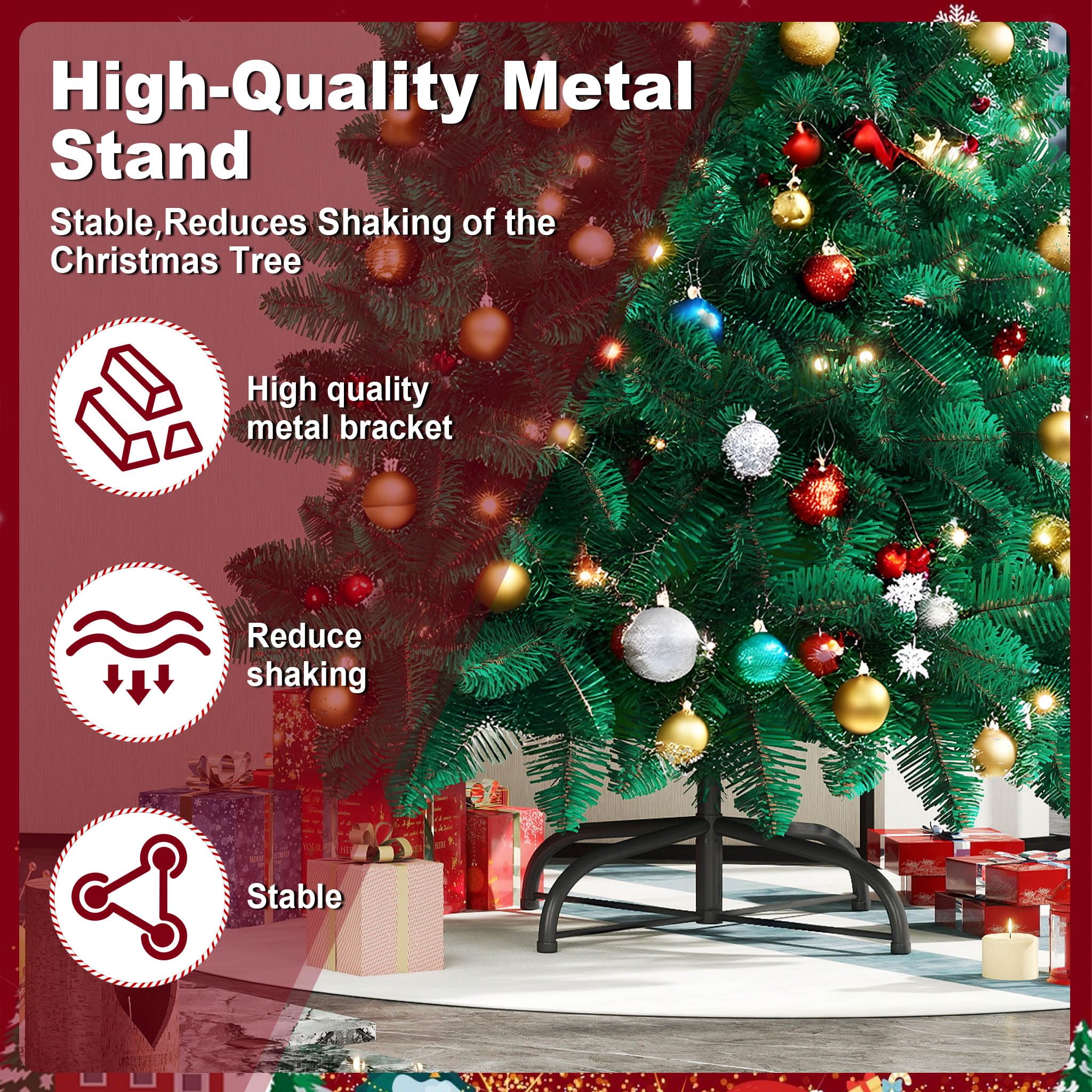 UISEBRT Kunstkerstboom met verlichting, 240 cm, led-kerstbomen, dennenboom, decoratieve boom met lichtketting en standaard, kerstdecoratie, groen pvc UISEBRT Kunstkerstboom met verlichting, 240 cm, led-kerstbomen, dennenboom, decoratieve boom met lichtketting en standaard, kerstdecoratie, groen pvc