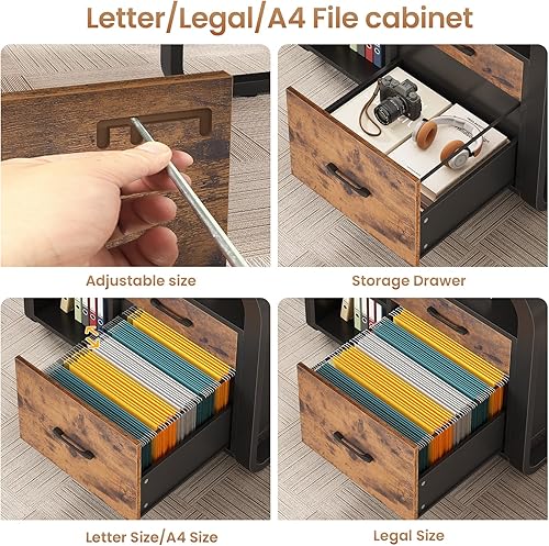 Miniatura 5 de SEDETA Escritorio ejecutivo de 63 pulgadas, escritorio de oficina grande con cajón de archivos, escritorio en forma de L con cajones, escritorio de