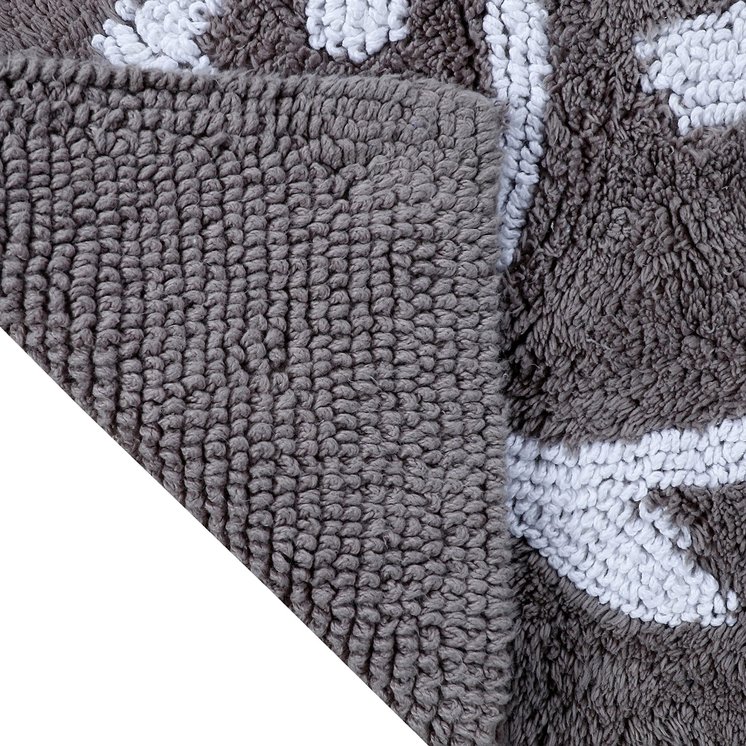 Southern Tide 7132578 Skipjack Cotton Reversible Absorbent 20-inch x 32-inch Bathroom Bath Rug, Gray