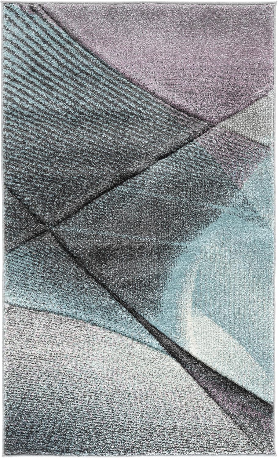 SAFAVIEH Hollywood Collection Accent Rug - 2'3" x 4', Grey & Light Blue, Mid-Century Modern Design, Non-Shedding & Easy Care, Ideal for High Traffic Areas in Entryway, Living Room, Bedroom (HLW715F)