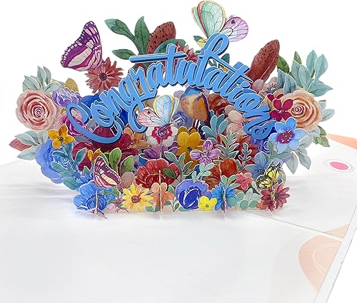 TAMAWire Tarjeta desplegable colorida de felicitación para todas las ocasiones, ramo de flores 3D, tarjeta para graduación, jubilación, cumpleaños,