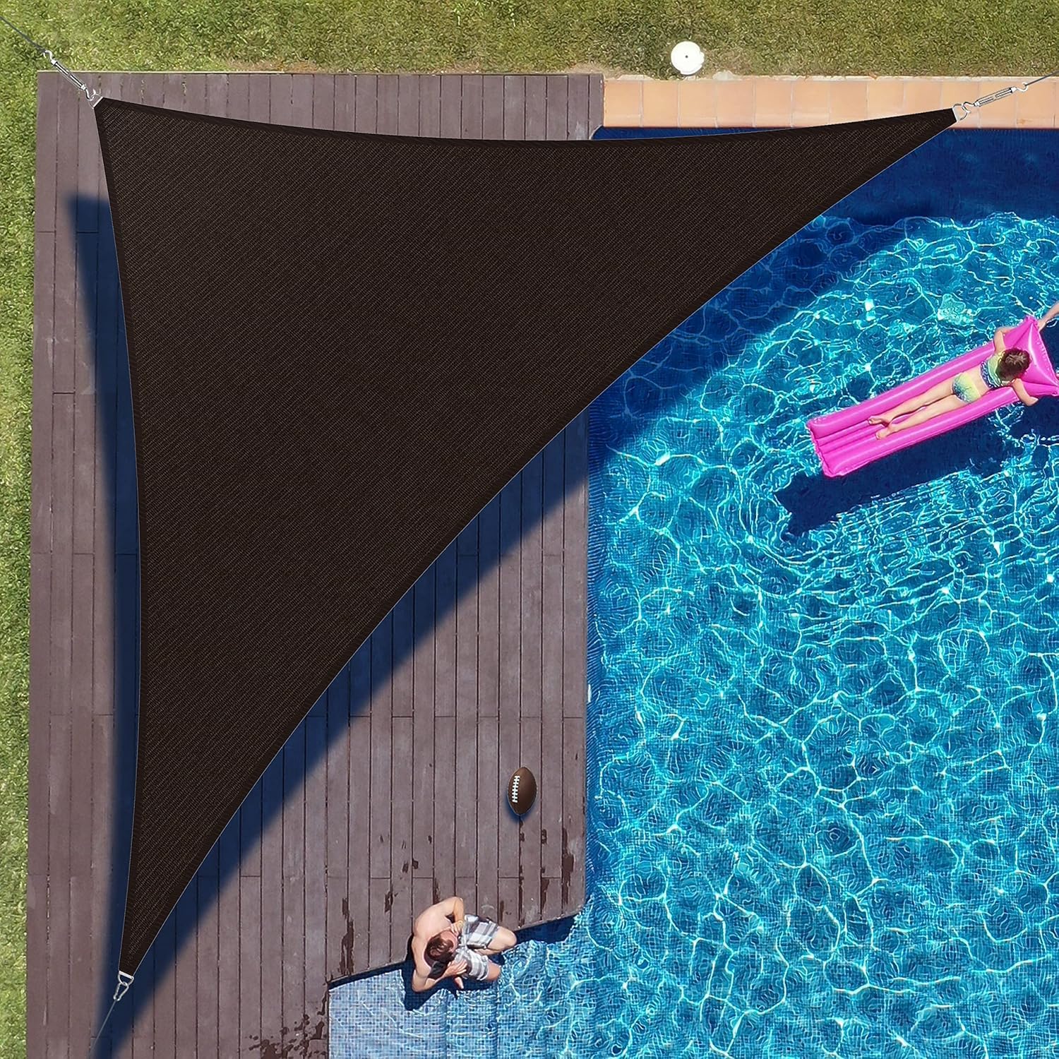 ColourTree 16' x 16' x 22.6' Brown Right Triangle CTAPRT16 Sun Shade Sail Canopy Mesh Fabric UV Block UPF50 - Commercial Heavy Duty - 190 GSM - 3