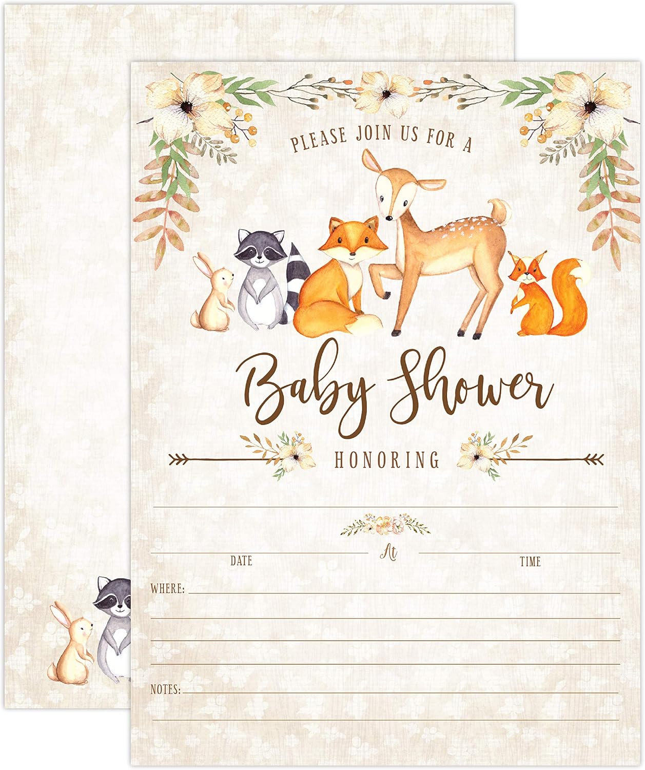 Your Main Event Prints Woodland Baby Shower Invitations Fox Baby Shower