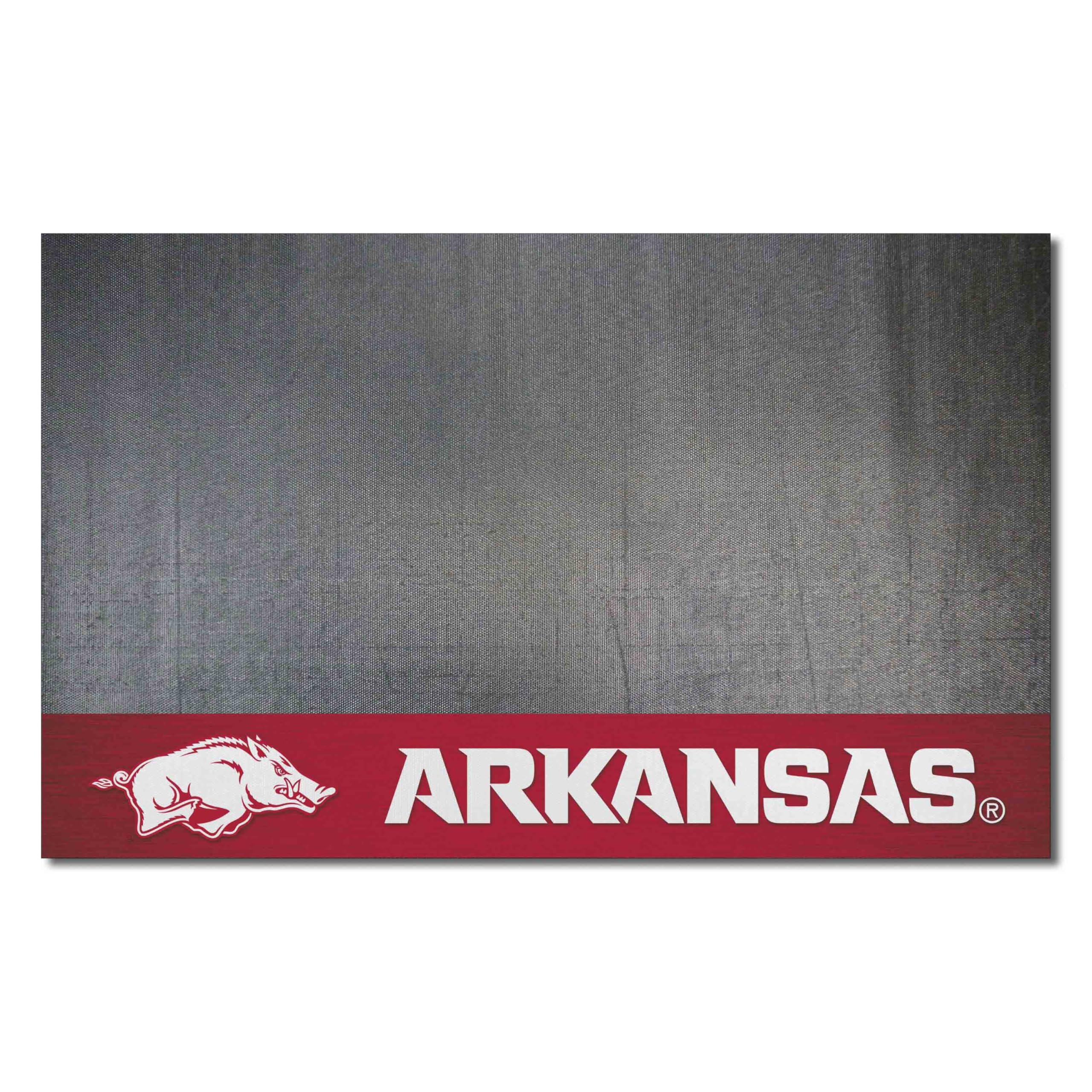 FANMATS 12116 Arkansas Razorbacks Vinyl Grill Mat - 26in. x 42in. - Deck Patio Protective Mat | Oil, flame, and UV resistant,Black