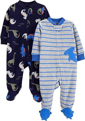 Simple Joys by Carter's Baby Boys' Fleece Footed Sleep and Play, Pack of 2