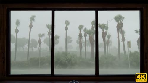 Janela da Tempestade Tropical com Chuva & Trovão - relaxamento, meditação, natureza