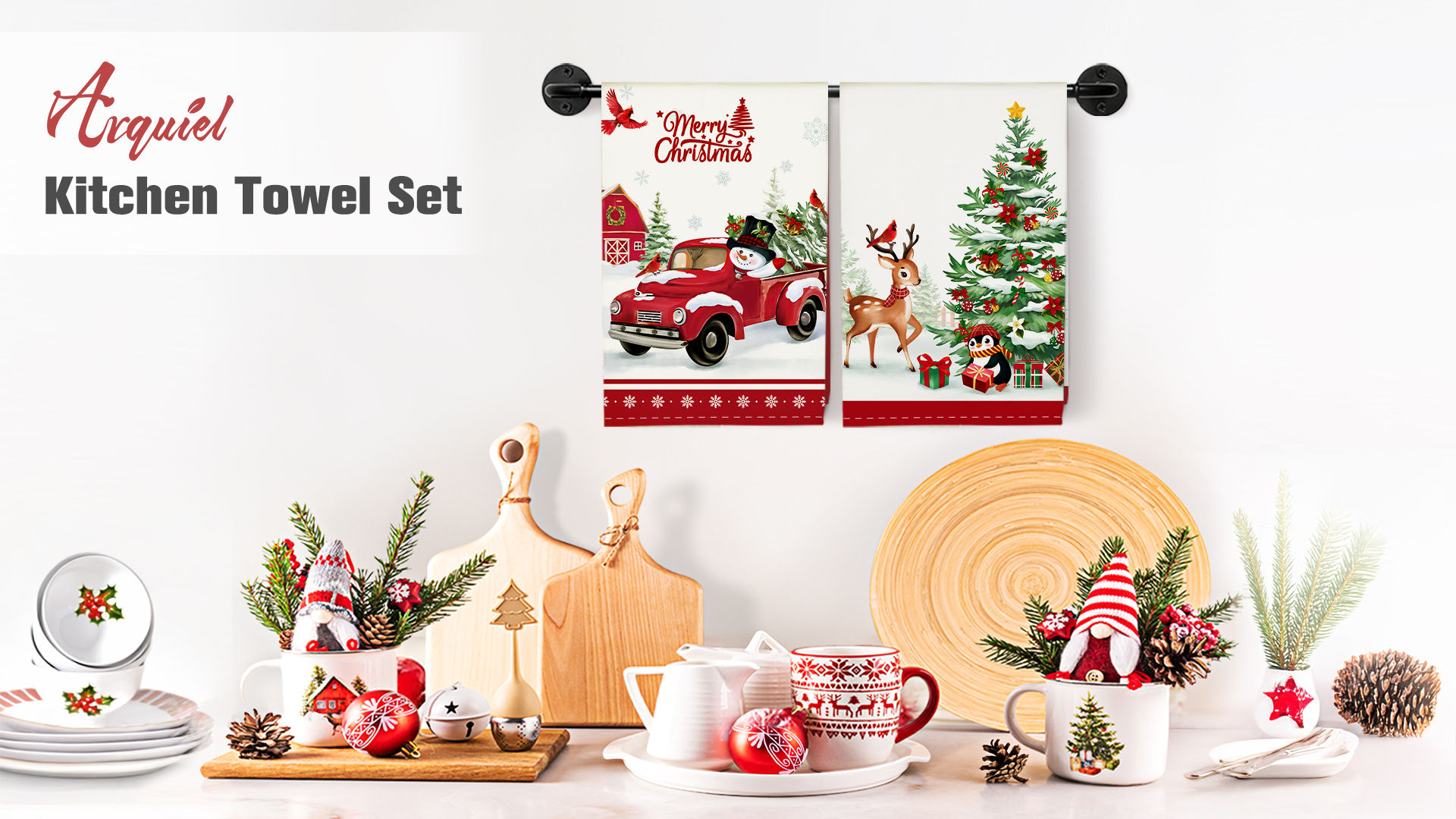 Arquiel Geschirrtücher 4er Set – Wintermotive Mit Schneemännern, 100% Baumwolle, Saugstark, 48x70 Cm, Geschenk Für Weihnachten & Einweihung