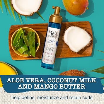 Maui Moisture Flexible Hold + Coconut Milk Curl Foam Mousse, for Curly Hair Styling, No Drying Alcohols, Parabens or Silicone, 8.5oz | Curly Hair Styling, With Coconut Milk, No Drying Alcohols, Parabens or Silicone